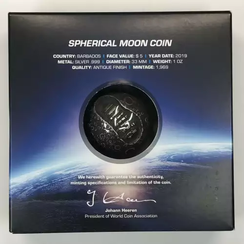 Barbados 5 Dollars Silver Coin (2019 Moon Landing Spherical Coin) (2)