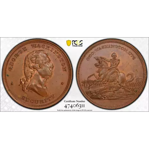 (c.1859) Medal GW-258 Copper Plain Edge Security-R.L. Equestrian Die, BN