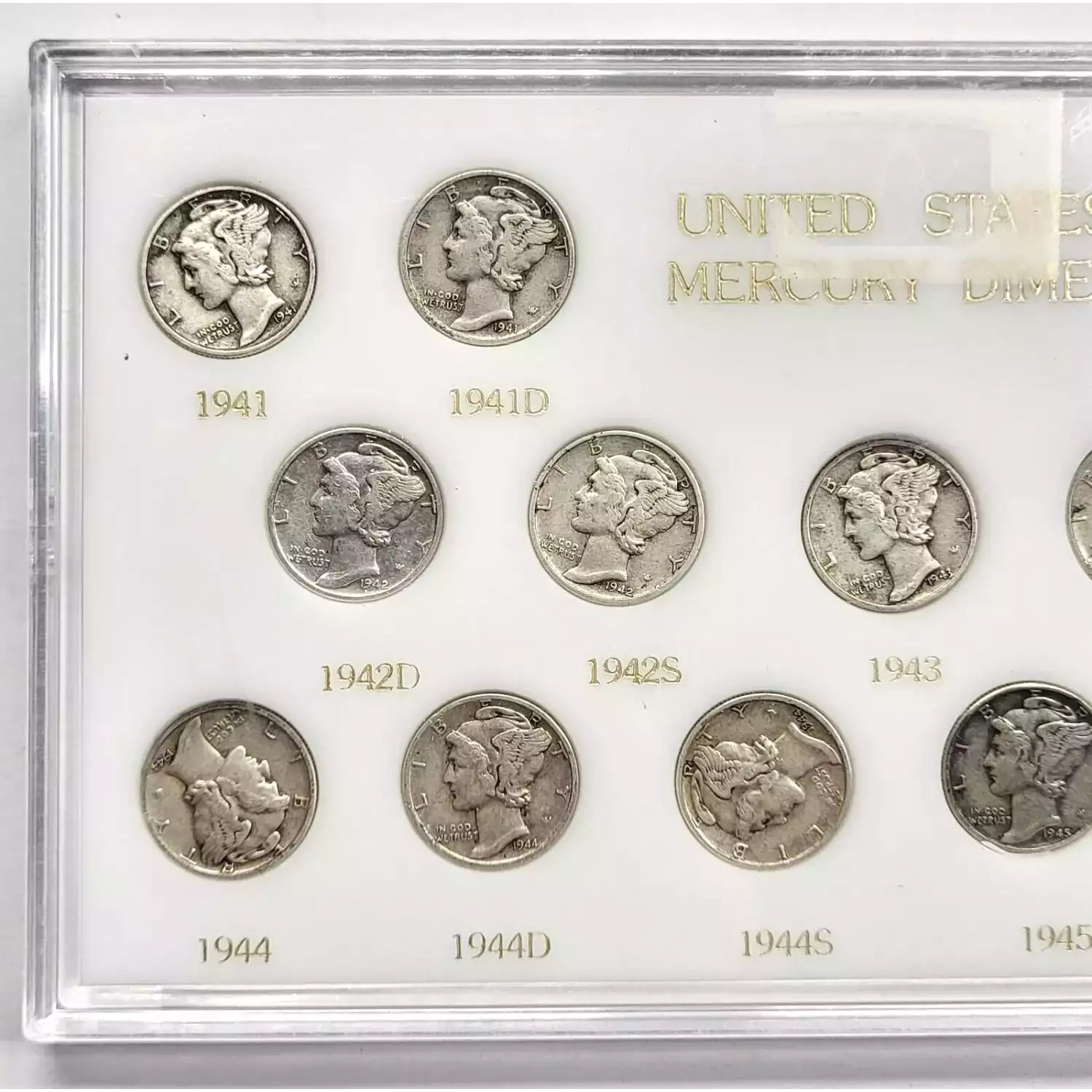 1941-1945 Mercury Dime 15-Coin Set in Capital Plastics MA436A - Old ...