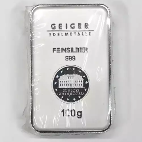 Geiger Edelmetalle 100 g Rectangular Silver Bar - Sealed