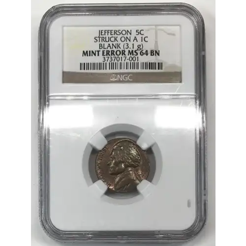 JEFFERSON STRUCK ON A 1C BLANK (3.1 g) BN (2)