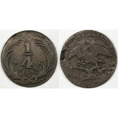 Mexico Copper 1/4 REAL (Un Quarto/Una Quartilla)