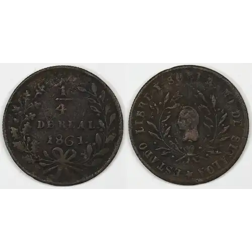 Mexico Copper 1/4 REAL (Un Quarto/Una Quartilla)