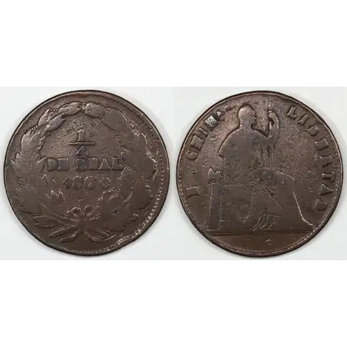 Mexico Copper 1/4 REAL (Un Quarto/Una Quartilla)