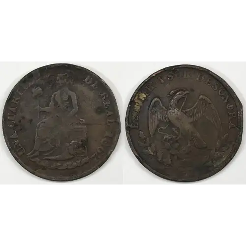 Mexico Copper 1/4 REAL (Un Quarto/Una Quartilla)
