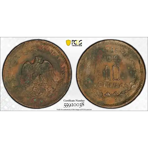 MEXICO-REVOLUTIONARY Copper 10 CENTAVOS (2)