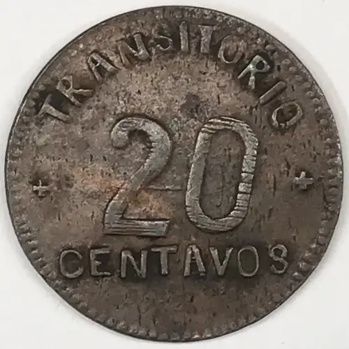 MEXICO-REVOLUTIONARY Copper 20 CENTAVOS (2)