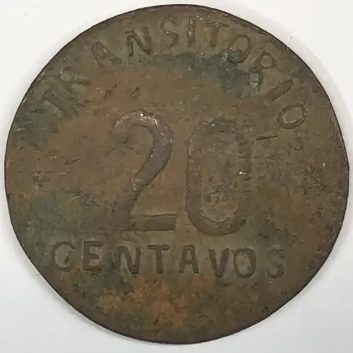MEXICO-REVOLUTIONARY Copper 20 CENTAVOS (2)