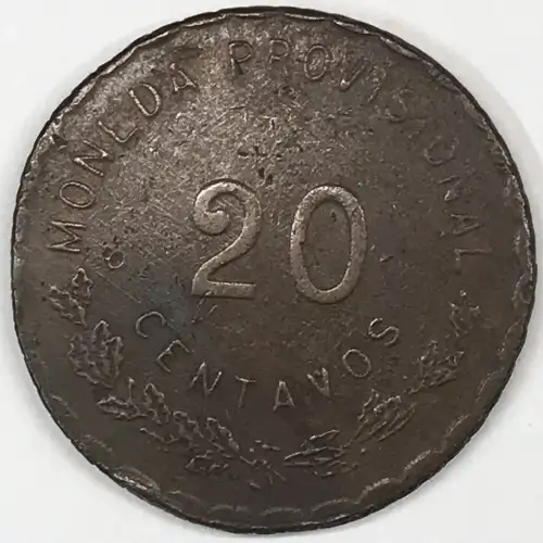 MEXICO-REVOLUTIONARY Copper 20 CENTAVOS (2)