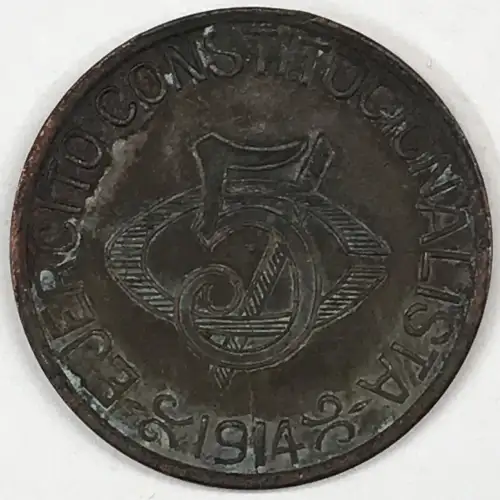 MEXICO-REVOLUTIONARY Copper 5 CENTAVOS (3)