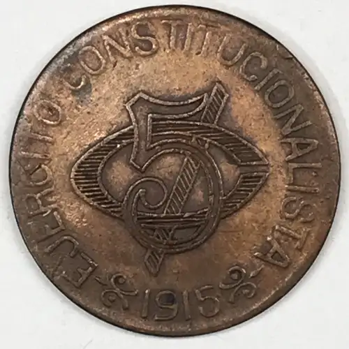 MEXICO-REVOLUTIONARY Copper 5 CENTAVOS (2)