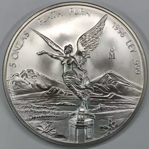 MEXICO Silver 5 ONZAS (5 Troy Ounces of Silver) - Libertad