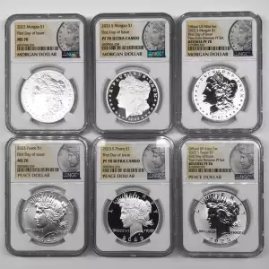 Modern Commemoratives --- Morgan & Peace Silver Dollar 6-Coin Set