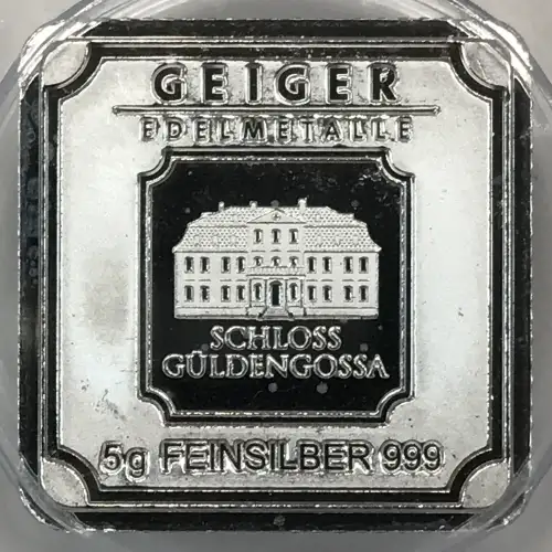 No Date 5 g Silver Bar ICG MS-70 Geiger Edelmetalle Square generic (3)