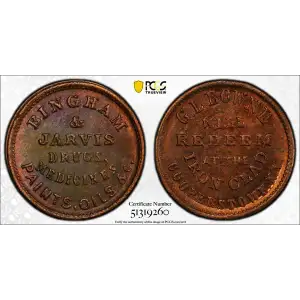 Private Tokens -Civil War Tokens (1860s)-By Composition-Copper or Brass -- 1 Token