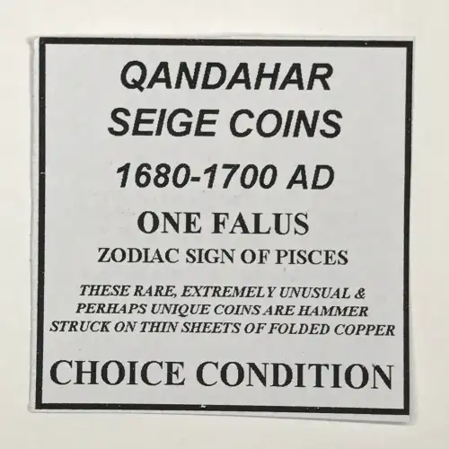 Qandahar Folded Copper Falus - 1680-1700 Seige Coins - Pisces (4)
