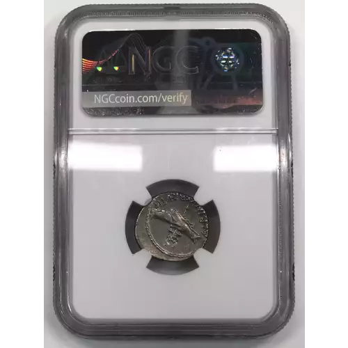 Roman Imperatorial Albinus Bruti f., c.48 BC, AR Denarius, obverse: Pietas, reverse: caduceus within clasped hands, NGC Ancients Ch XF 3 5