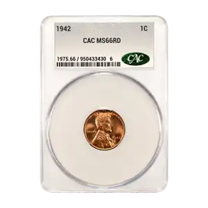 1942 P Lincoln Wheat Cent CACG MS 66 RD (2)
