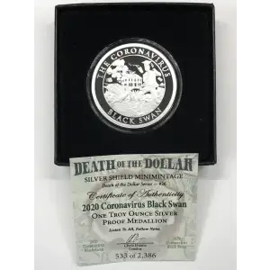 2020 Coronavirus Black Swan Silver Shield 1 oz Proof Silver Round/Medallion