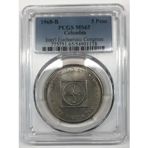 1968-B 5 Peso Intn'l Eucharistic Congress (2)