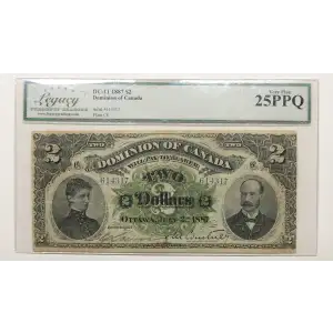 2 Dollars 2.7.1887, 1887 Issue a. Without series letter Dominion of Canada 21