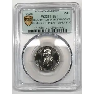 2026 25C Declaration of Independence w/ July 4th Privy - Early Find