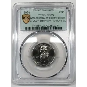 2026 25C Declaration of Independence w/ July 4th Privy - Early Find