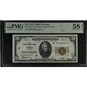 $20 1929 brown seal Small Federal Reserve Bank Notes 1870-G
