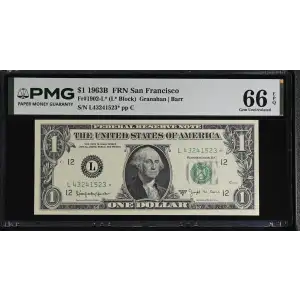 $1 1963-B. Green seal. Small Size $1 Federal Reserve Notes 1902-L* (2)