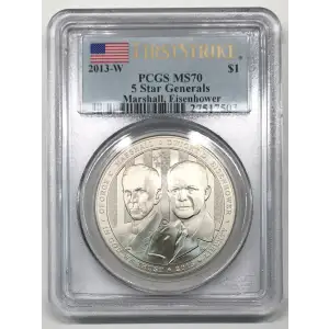 2013-W $1 5 Star Generals Marshall, Eisenhower - First Strike