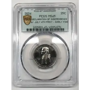 2026 25C Declaration of Independence w/ July 4th Privy - Early Find