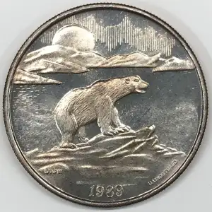 1989 Polar Bear / State Seal of Alaska 1 oz Silver Round - APM