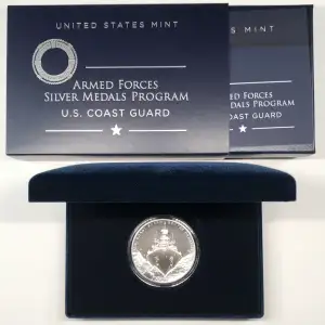 2021 US Coast Guard 2.5 oz Silver Medal w US Mint OGP - Box & COA