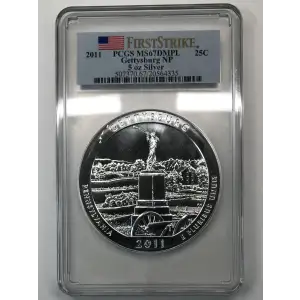 2011 25C Gettysburg NP 5 oz Silver - First Strike, DMPL (2)