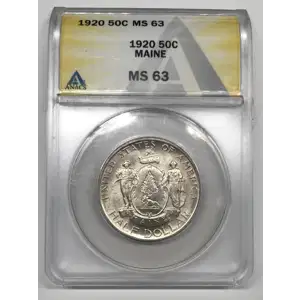 1920 Maine Centennial Commemorative Half Dollar ANACS MS-63 KM#146