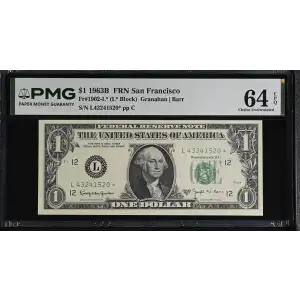 $1 1963-B. Green seal. Small Size $1 Federal Reserve Notes 1902-L* (2)
