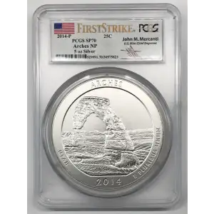 2014 5 oz Silver America the Beautiful Arches National Park