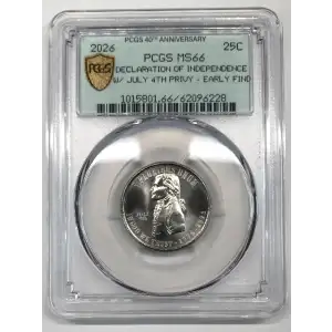2026 25C Declaration of Independence w/ July 4th Privy - Early Find