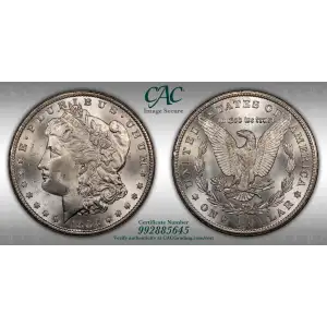 1883 CC Morgan Silver Dollar CACG MS 65