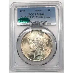 1925 $1 VAM 1T (5), Missing Ray TOP 50