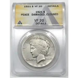 1921 P  Peace Silver Dollar ANACS VF-20 High Relief
