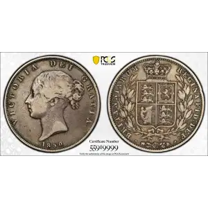 1850 Great Britain Silver 1/2 Crown PCGS VF-25