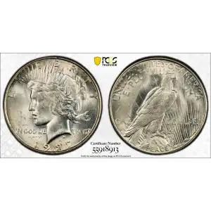 1927 S Peace Silver Dollar PCGS MS-63+ Plus CAC
