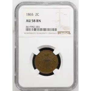1865 P Two-Cent Piece (2c) NGC AU-58 BN (2)