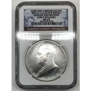 (2015) DWIGHT EISENHOWER EARLY RELEASES COIN AND CHRONICLES SET (4)