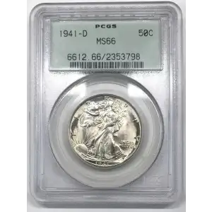 1941 D Walking Liberty Half Dollar PCGS MS-66