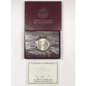 1992-S Olympic Gymnast Proof Clad Half Dollar w US Mint OGP - Box & COA  [DUPLICATE for #547954] (4)