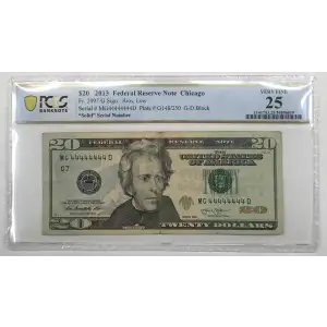 2013 $20 MG44444444D PCGS 25 (2)