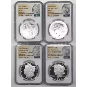 Modern Commemoratives --- Morgan & Peace Silver Dollar 4-Coin Set (2)