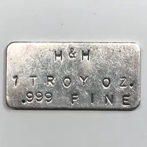 - 1 oz Silver Bar H & H / Handy & Harman (?) / H & H Mining (?) generic (2)